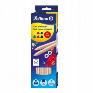 Kredki Jumbo Pelikan drewno, 6kol